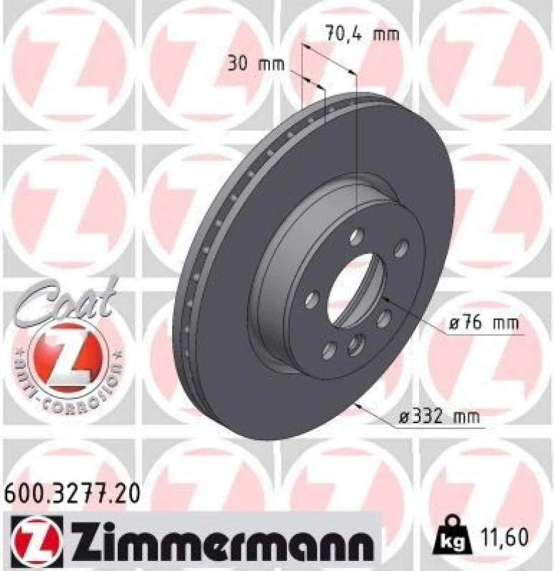 Image of ZIMMERMANN Brake disc ZIMMERMANN 600.3277.20