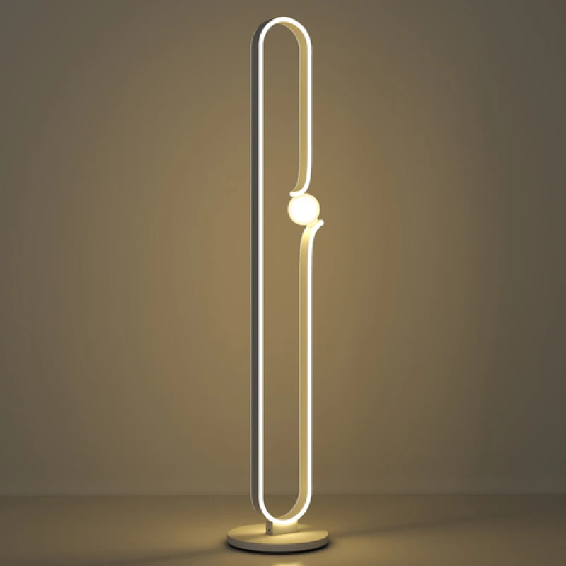 Image of HOMCOM Dimmable LED Floor Lamp with Glass Night Light, Foot Switch, White B31-527V70WT
