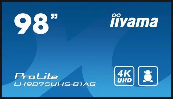 image of iiyama iiyama PROLITE Digital A-board 2.49 m (98") LED WiFi 500 cd/m 4K Ultra HD Black Built-in processor Android 11 24/7 LH9875UHS-B1AG