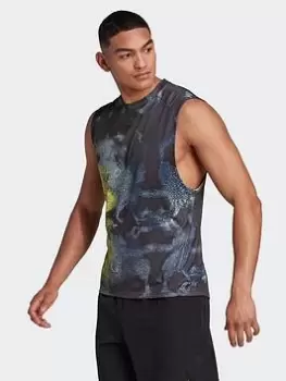 Image of adidas Hiit Allover Print Training Tank Top, Multi Size XL Men