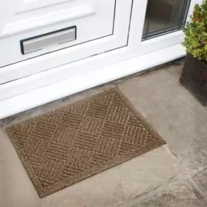 Image of JVL Dirt Defense Square Pattern Doormat Beige