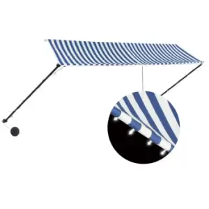 image of Vidaxl Retractable Awning With LED 350X150cm Blue And White