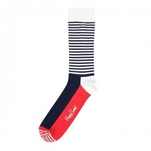 image of Happy Socks Half Stripe Socks - Navy/Red/White