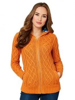 image of Joe Browns Funky Cable Knit Hood, Orange, Size 14, Women