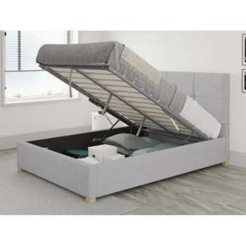 Image of Caine Ottoman Upholstered Bed, Kimiyo Linen, Silver - Ottoman Bed Size Double (135x190)