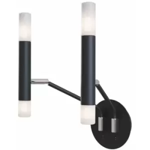 image of Maytoni Vigo Modern Candle Wall Lamp Black, Glass Matt White Shade