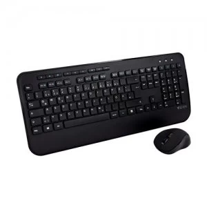 image of V7 CKW300DE Full Size/Palm Rest German QWERTZ - Black Professional Wireless Keyboard and Mouse Combo DE Multimedia Keyboard 6-button mouse