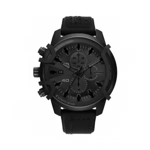 Image of Diesel Mens Griffed Chronograph Black-Tone Stainless Steel Watch - Black