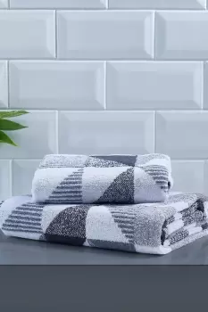 Image of 'Hendra' 100% Cotton Jacquard Geo Design Towel