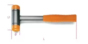 image of Beta Tools 1392 Dead Blow Hammer Interchangeable Plastic Face Steel Shaft Ø 30mm