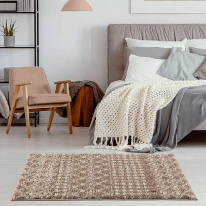 Image of The Rugs Moroccan Beige Shaggy Living Room Rug 1020