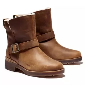 Image of Timberland Womens Graceyn Waterproof Leather Biker Boots - Rust - UK 7