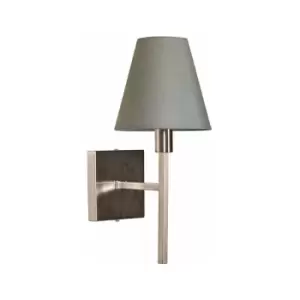 Image of Wall Light Square Wall Plate Grey Shaped Shade Brushed Nickel LED E14 25W