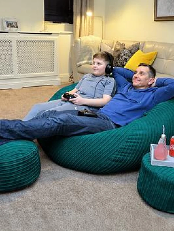 Image of Rucomfy Fabric Jumbo Cord Goliath Beanbag - Teal