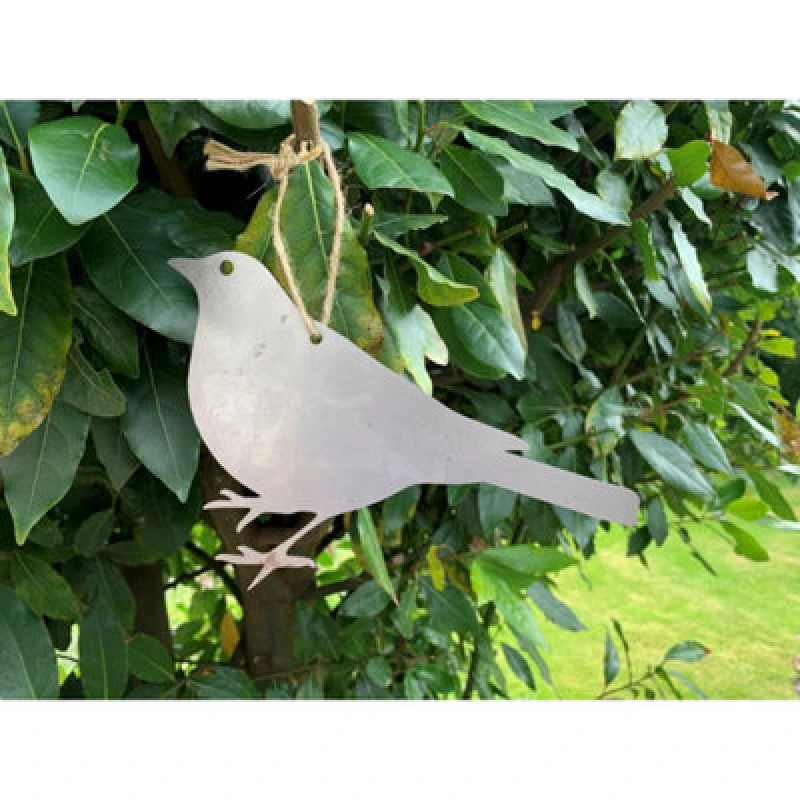 Image of Poppy Forge Hanging Blackbird Garden Art (Pack Of 3) - Bare Metal/ready To Rust - W20 X H15 Cm