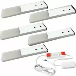 Image of 5x aluminium Slim Rectangle Under or Over Cabinet Kitchen Light & Driver Kit - Natural White led