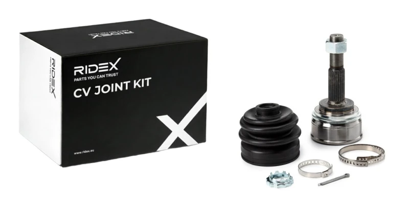Image of RIDEX 5J0071 CV Joint Wheel Side, with nut, with grease Joint Kit,drive shaft (5)