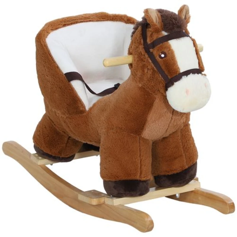 Image of AIYAPLAY Kids Rocking Horse w/ Sound - Safety Belt - Brown TJ Hughes 5061025053032