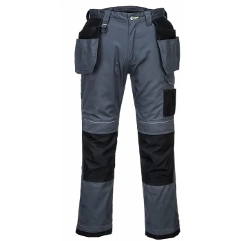 image of Portwest - T602 - Grey/Black 46 Regular PW3 Holster Work Trousers Combat Cargo Pants