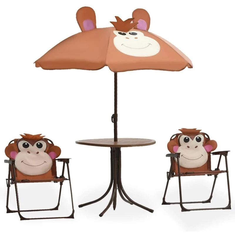 Image of VIDAXL 3 Piece Kids Garden Bistro Set with Parasol Brown Vidaxl 48099