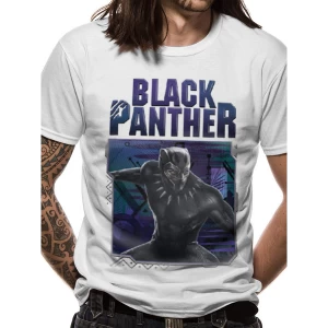 image of Black Panther Movie - White Logo Image Mens Large T-Shirt - White