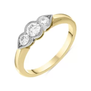 18ct Yellow Gold 0.50ct Diamond Three Stone Ring