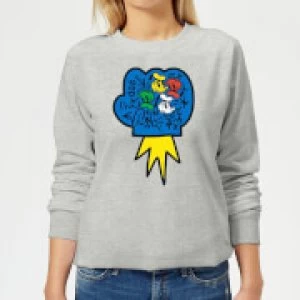 Image of Donald Duck Pop Fist Womens Sweatshirt - Grey - L
