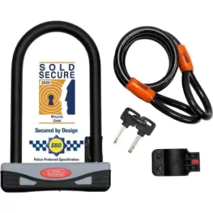 image of Burg-Wachter Gold Sold Secure Bicycle D Lock & 1.2M Security cable,One Size, Black