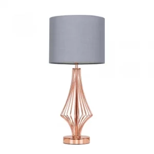 Image of Jaspa Copper Table Lamp with Dark Grey Reni Shade