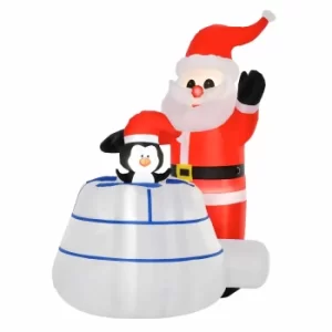 image of Inflatable Light Up Santa and Penguin Ice House 160cm, White