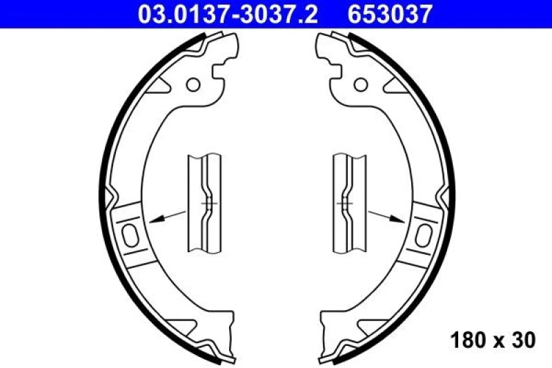Image of ATE 03.0137-3037.2 Handbrake Shoes without lever Brake Shoe Set,parking brake (1419)