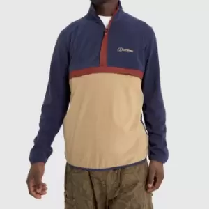 Image of Berghaus Aslam Micro Half Zip Fleece In Stone & Navy