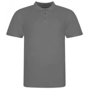 Image of Awdis Mens Piqu Cotton Short-Sleeved Polo Shirt (L) (Charcoal Grey)