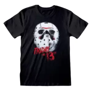 Friday The 13th Unisex Adult White Mask T-Shirt (M) (Black)