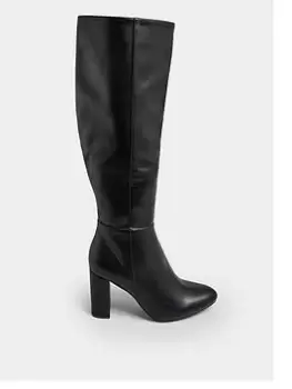 Image of Yours Wide Fit Heeled Knee Boot Black, Size Eee, Women