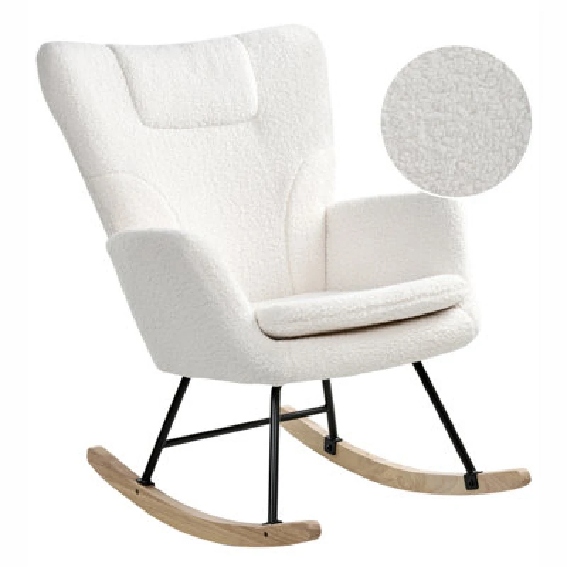 Image of Beliani Rocking Chair Sandve Boucle White