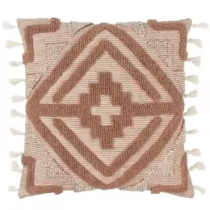 Image of Kalai Tuft Tasselled Cushion Cinnamon, Cinnamon / 45 x 45cm / Polyester Filled