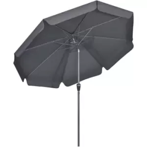 image of Outsunny 2.7m Patio Umbrella Garden Parasol with Crank, Ruffles, 8 Ribs, Black - Black