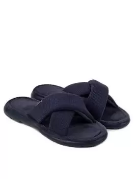 image of TOTES Iso-flex Waffle Slider With Memory Foam, Navy, Size 4, Women