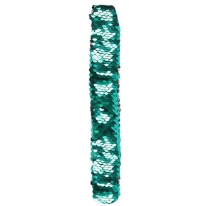 Image of Green and Silver Reversible Sequin Snap Band Pack Of 12