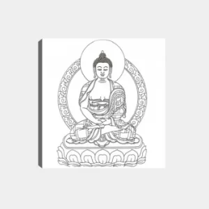Image of MANDALA23 White Black Decorative Canvas Painting