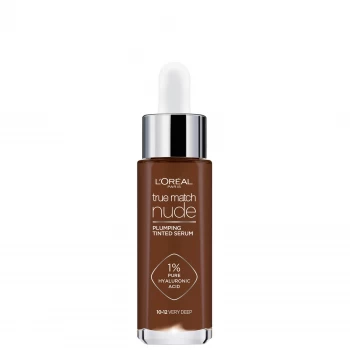 image of L'Oral Paris True Match Nude Plumping Tinted Serum (Various Shades) - 10-12 Very Deep