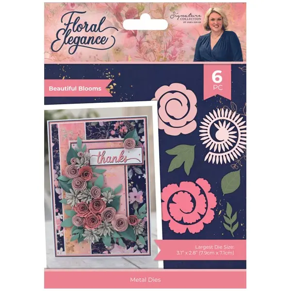 Image of Sara Davies Signature Collection 3D Flower Die Set Floral Elegance Beautiful Blooms Set of 6
