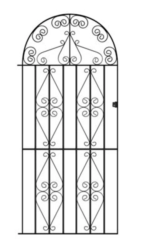 Image of Burbage Iron Craft Stira Metal Tall Bow Top Gate 914mm Gap X 1830mm High St42Zp