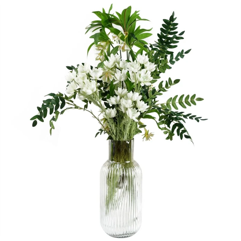 Image of Leaf Pack of 6 x 90cm Artificial Hainan Elaeocarpus Stem Green unisex