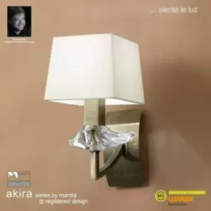 Image of Akira wall light with 1-light switch E14, antique brass with cream shade
