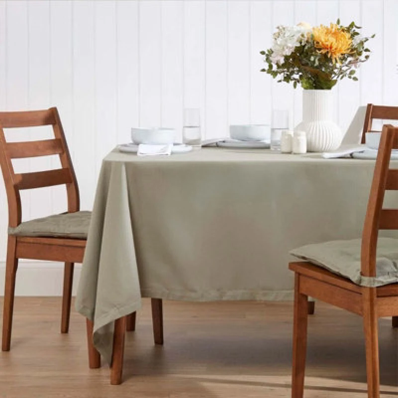 Image of Homescapes Plain Cotton Tablecloth, 137cm x 137cm Grey