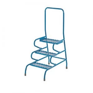 image of FORT Stable Step Ladder with Painted Handrail 3 Steps Blue Capacity: 150 kg