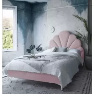 Image of Hendo Upholstered Beds - Plush Velvet, King Size Frame, Pink - Pink