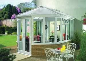 image of Wickes Victorian Dwarf Wall White Conservatory - 10 x 11 ft